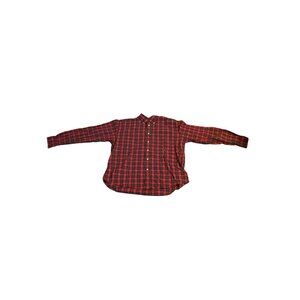 Tommy Hilfiger Mens Plaid Button-Down Shirt L Red & Green 100% Cotton Classic Fi